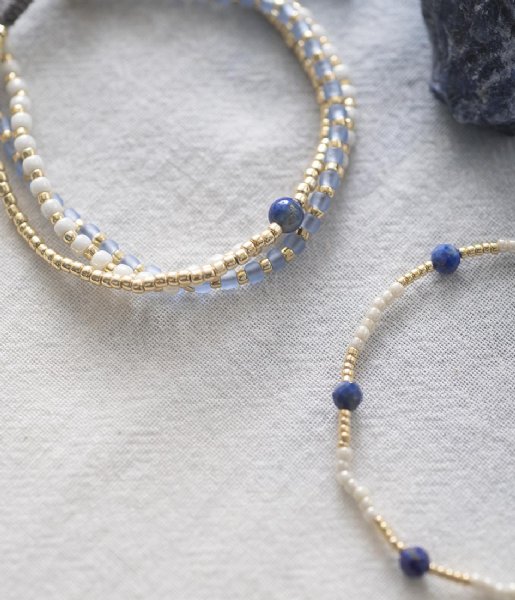 A Beautiful Story  Warrior Lapis Lazuli GC Bracelet White Blue Gold colored