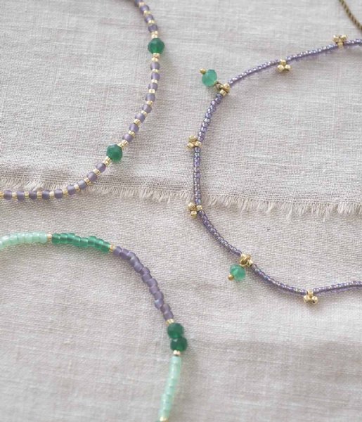 A Beautiful Story  Sunrise Aventurine GC Anklet Green Purple Gold colored