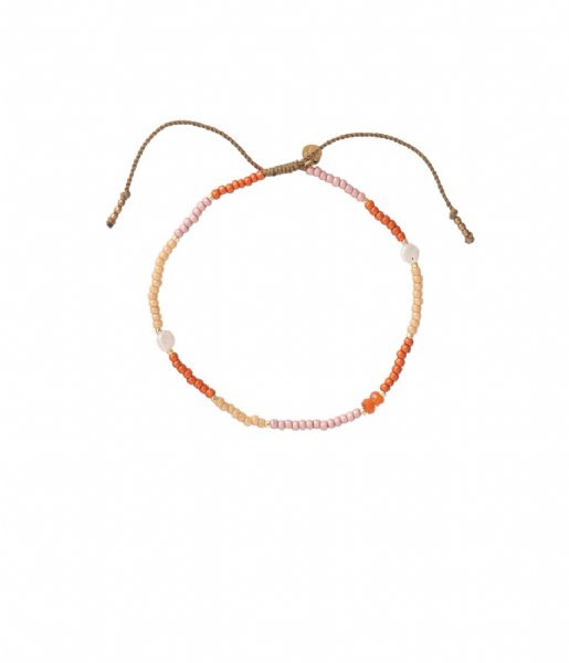 A Beautiful Story  Sunrise Carnelian GC Anklet Pink Orange Gold colored