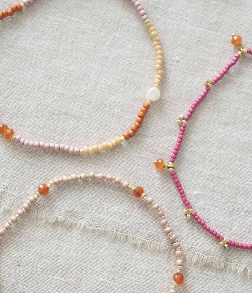 A Beautiful Story  Spice Carnelian GC Anklet Pink Orange Gold colored