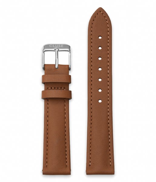 CLUSE  Strap 18 mm Leather Silver colored Caramel (CS12310)