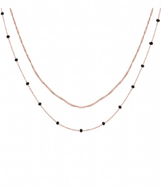 CLUSE  Essentiele Set of Two Necklaces Black Crystals rose gold color (CLJ20007)