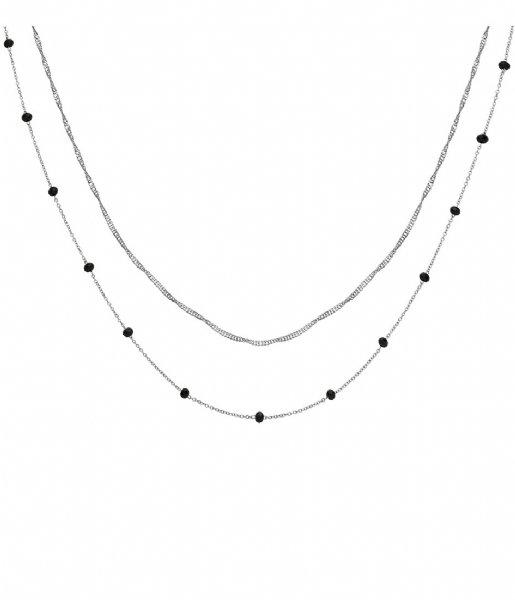CLUSE  Essentiele Set of Two Necklaces Black Crystals silver color (CLJ22007)