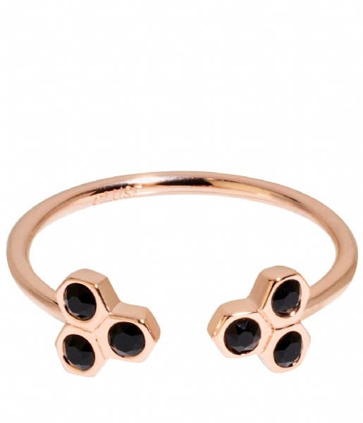 CLUSE  Essentiele Black Crystal Hexagons Open Ring rose gold plated (CLJ40008)