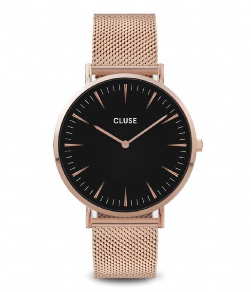 CLUSE  Boho Chic Gift Box Mesh Watch and leather strap Rose gold colored