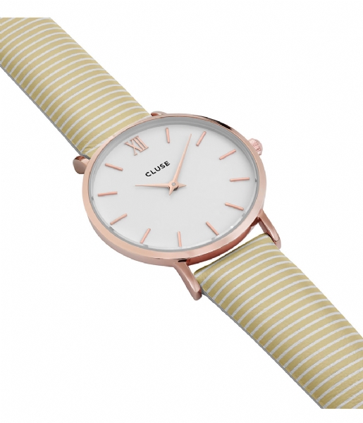 CLUSE  Minuit Rose Gold Colored White sunny yellow stripes (CL30032)