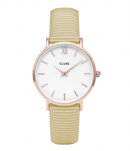 CLUSE  Minuit Strap Sunny Yellow Stripes sunny yellow stripes rosegold plated (CLS362)