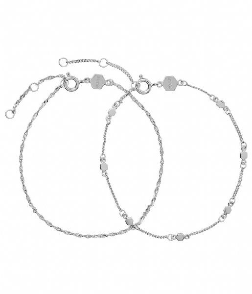 CLUSE  Essentielle Set Of Two Twisted And Hexagon Chain Bracelet silver colored (CLJ12019)