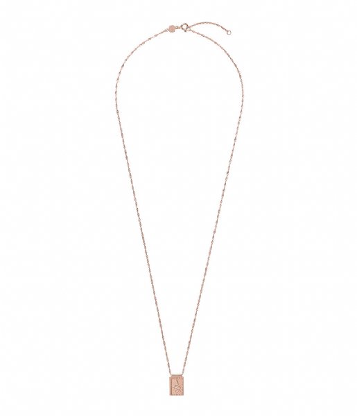 CLUSE  Force Tropicale Twisted Chain Tag Pendant Necklace rose gold plated (CLJ20014)