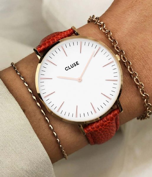 CLUSE  Strap Leather 18 mm Rose Gold coloured Lizard coral (CS12304)