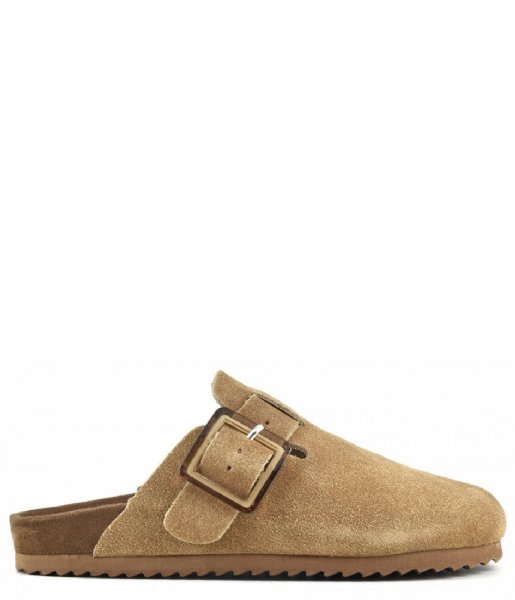 Colors of California  Cow Suede Bio Sabot With Buckle Tan (TAN)