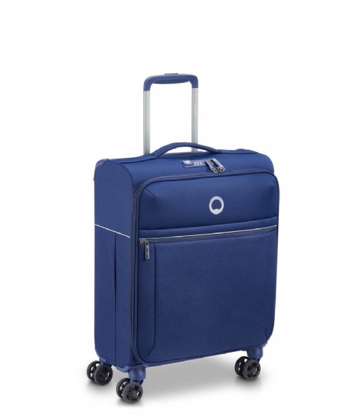 Delsey Håndbagage kufferter Brochant 2.0 55 cm 4 Double Wheels Expandable Cabin Trolley Case Blue