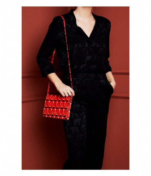 Fabienne Chapot  Lara Bag Dont Brush It Print lava red black