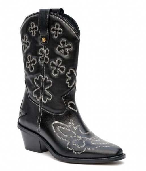 Fabienne Chapot  Jolly Mid High Embroidery Boot Black Black (9001 9001 )