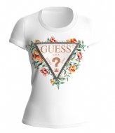 Guess Short Sleeve Crewneck Triangle Flowers Tee Pure White (G011)