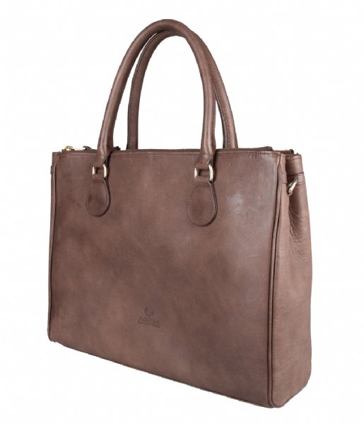Fred de la Bretoniere  Handbag Large Smooth Leather light brown