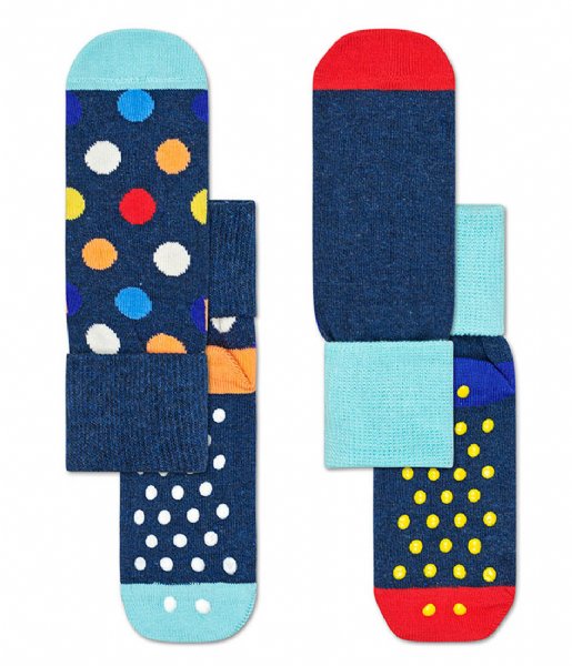 Happy Socks  Kids Anti-Slip 2 Pack Big Dot socks big dot (6500)