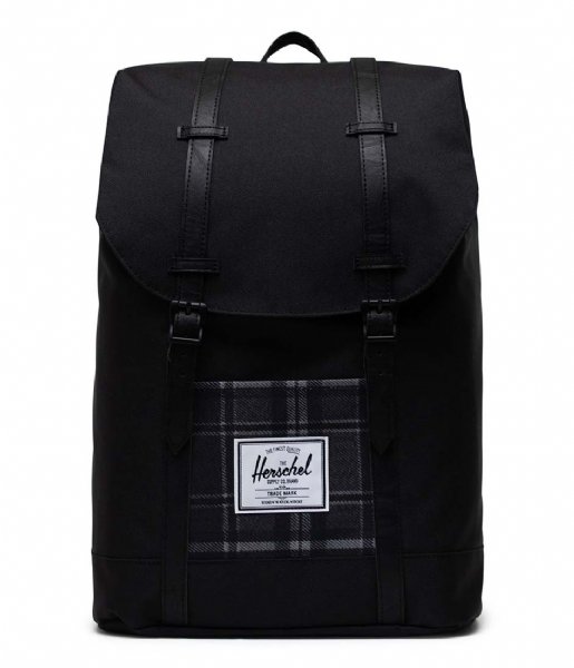 Herschel Supply Co.  Retreat Backpack 15 inch Black Grayscale Plaid (5679)