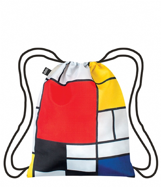 LOQI  Backpack Museum Collection composition with red yellow blue and black