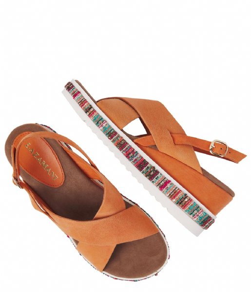 Lazamani  Sandals Crossed Straps Colored Sole Orange