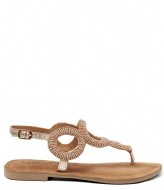 Lazamani Toe Sandals Rounds With Beads Peach