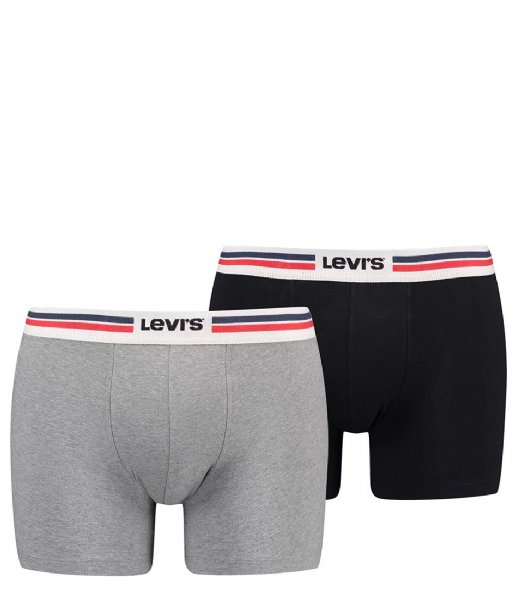 Levi's  Placed Sportswear Logo Boxer Brief Organic 2-Pack Mid Grey Melange Black (005)