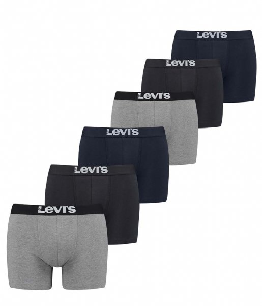 Levi's  Solid Basic Boxer Brief Organic Cotton 6-Pack  Black Grey Melange (003)
