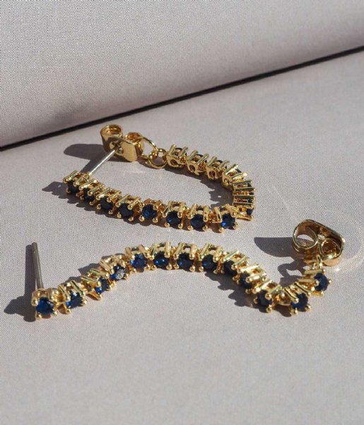 LUV AJ  Ballier Chain Studs Blue Sapphire Gold Plated