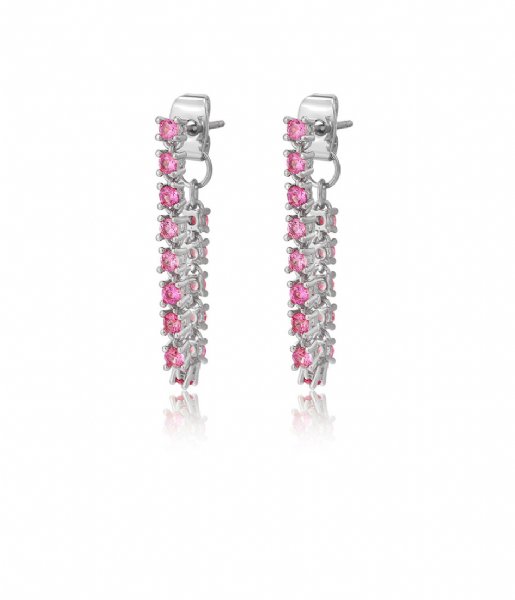 LUV AJ  Ballier Chain Studs Pink Silver Plated