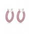 LUV AJ  Pave Baby Amalfi Hoops Pink Silver Plated