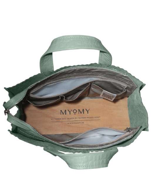 MYOMY  Paper Bag Handbag Cross Body Croco Ocean Green (20)