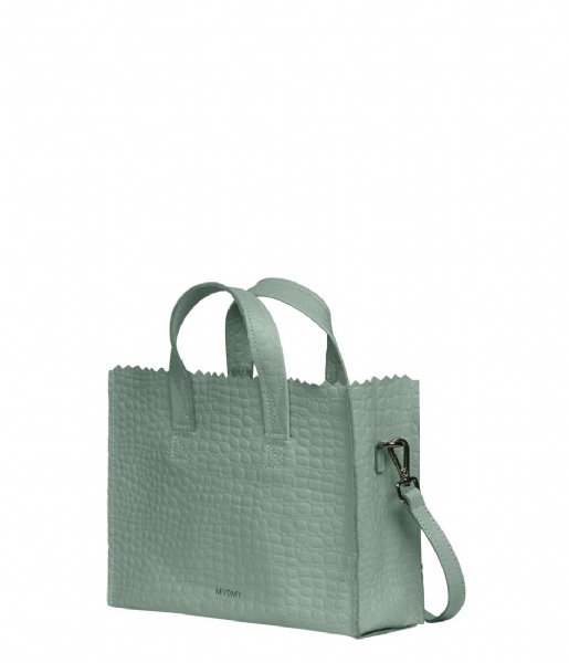 MYOMY  Paper Bag Handbag Mini Croco Ocean Green (20)