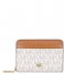 Michael Kors  Mott Zip Around Card Case vanilla acorn & gold hardware