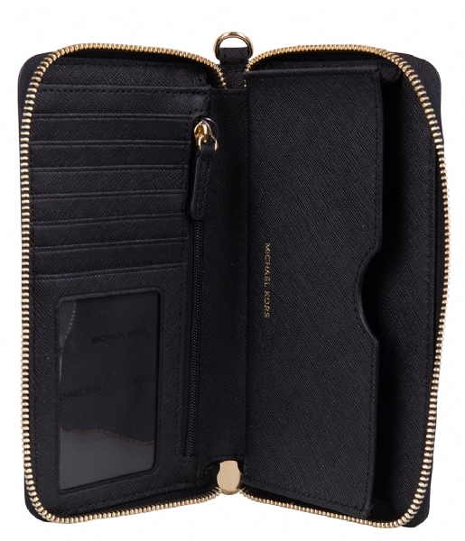 Michael Kors  Jet Set Travel Large Flat Phone Case black & gold hardware