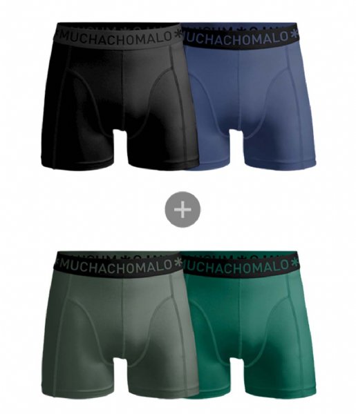 Muchachomalo  Combi 2x2-pack Shorts Microfiber Black Blue Green Green (MICR15)