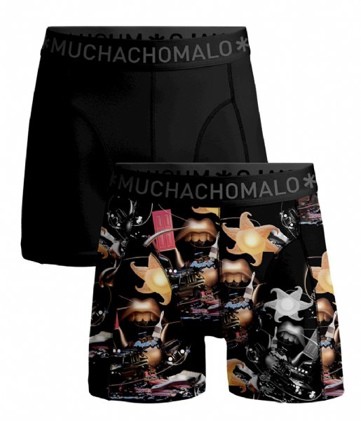 Muchachomalo  2-pack shorts Rolling Stones Beatles Print Black (01)