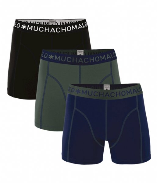 Muchachomalo  Men Short Solid 3-Pack Deep blue black (1010SOLID186)