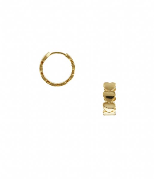 Orelia  Stationed Multi Heart Huggie Hoops Gold colored