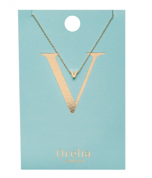 Orelia  Necklace Initial V pale gold plated (21164)