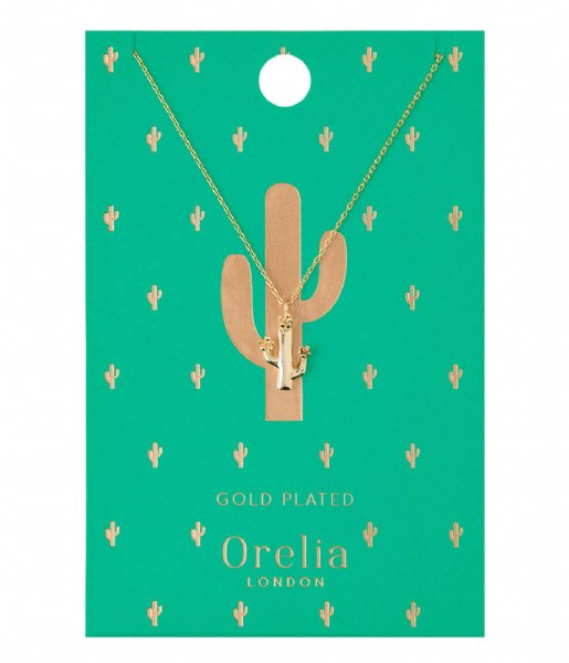 Orelia  Flower Cactus Charm Ditsy Necklace pale gold plated (22837)