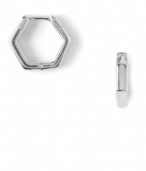 Orelia  Orelia oorbellen kleine hexagon ringetjes zilverkleurig Zilverkleurig (ORE25488)