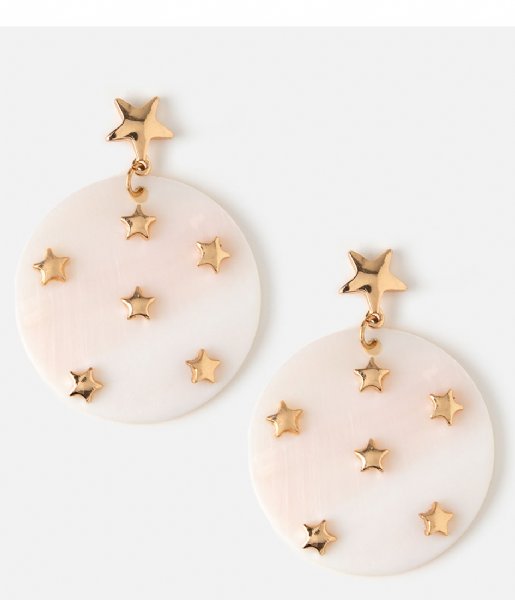 Orelia  Star Embellished Mop Disc Earring gold white (ORE24262)