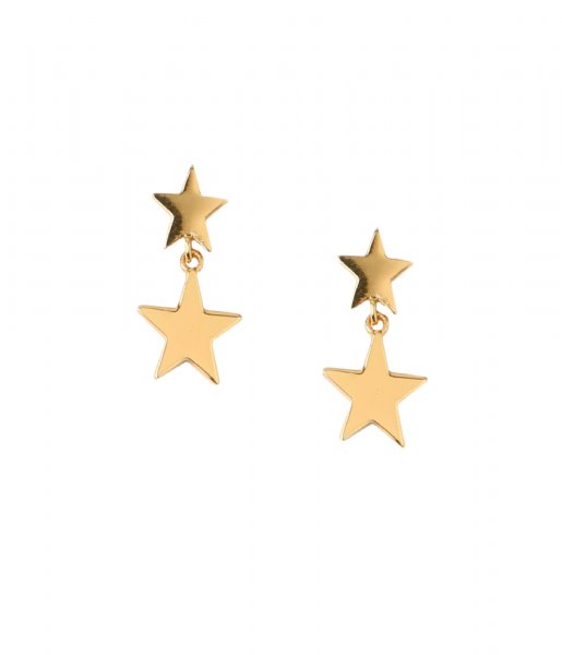 Orelia  Double Star Drop Stud Earrings pale gold plated (ORE25048)