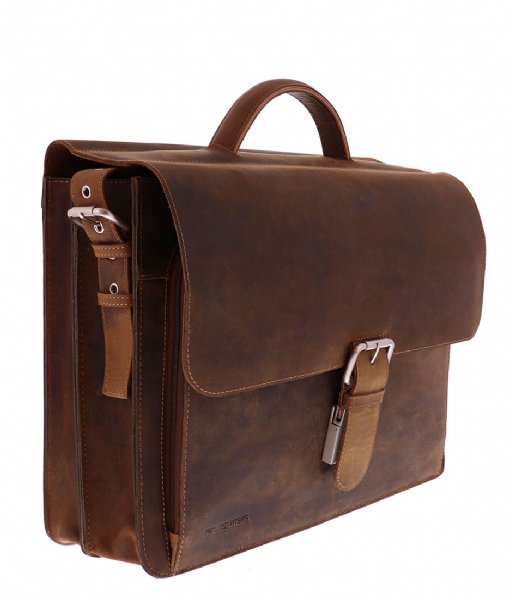 Plevier  Darwin Leren Old School Bag 15.6 Inch brown (2)