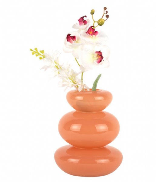 Present Time  Vase Bubbles Glass Small Soft Orange (PT3965LO)