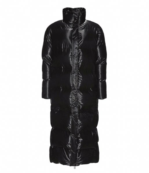 Rains  Extra Long Puffer Coat Velvet Black (29)