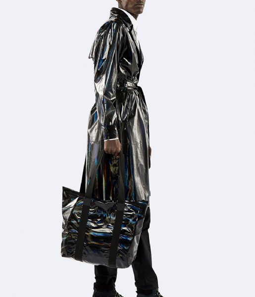 Rains  Holographic Tote Bag Rush holographic black (25)