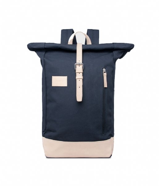 Sandqvist  Dante Grand Laptop Backpack navy with natural leather (1082)