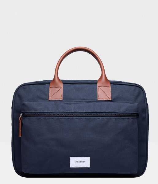Sandqvist  Emil 15 Inch navy with cognac brown leather (1245)