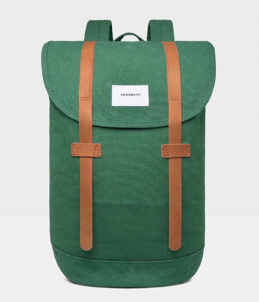 Sandqvist  Stig forest green with cognac brown leather (970)